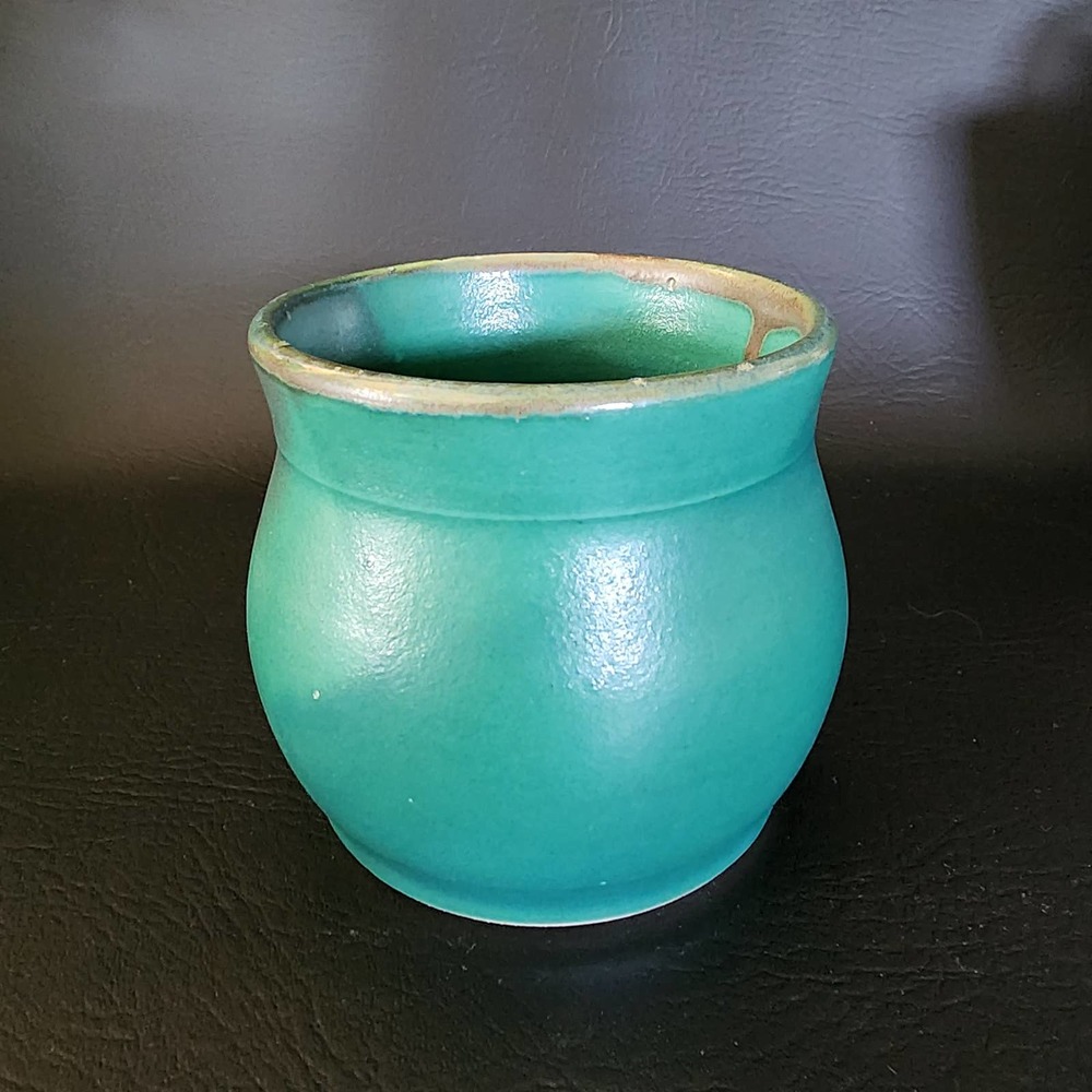 Signed Green Studio Pottery Vase Planter